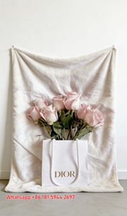 Dior Pink Rose Flannel Sofa Throw Blanket D064